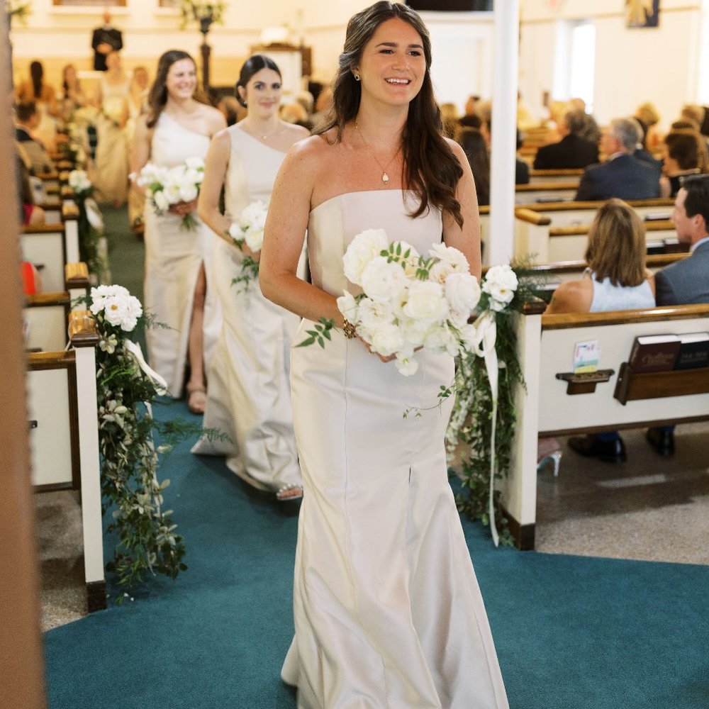 Bella Bridesmaids By Dessy Strapless Champagne Dress size 10